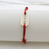 925 Silver Razor Bracelet Black/Red/Blue/Green/Yellow Rope
