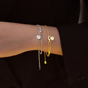 925 Silver Initial Letter Cuban Chain Bracelet Adjustable Elegant Jewelry