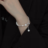 925 Silver Initial Letter Cuban Chain Bracelet Adjustable Elegant Jewelry