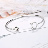 925 Silver Cat Jingle Bell Charm Bracelet Bangle