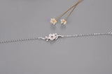 925 Silver Adjustable Flower Charm Bracelet Bangle for Women