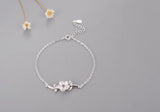 925 Silver Adjustable Flower Charm Bracelet Bangle for Women