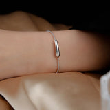 925 Silver Geometric Charm Bracelet, Adjustable Chain