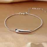 925 Silver Geometric Charm Bracelet, Adjustable Chain