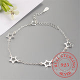 925 Silver Star Charm Bracelet Adjustable Chain Bangle Wedding Gift