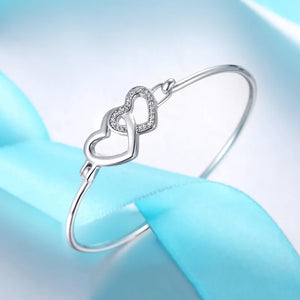925 Silver Crystal Heart Charm Bracelet for Women Wedding Party