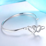925 Silver Crystal Heart Charm Bracelet for Women Wedding Party