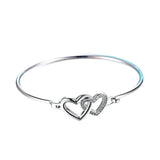 925 Silver Crystal Heart Charm Bracelet for Women Wedding Party