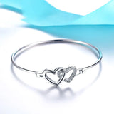 925 Silver Crystal Heart Charm Bracelet for Women Wedding Party