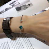 925 Silver Mermaid Charm Bracelet Crystal Bangle Women Wedding Gift