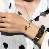 925 Silver Mermaid Charm Bracelet Crystal Bangle Women Wedding Gift