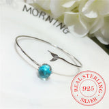 925 Silver Mermaid Charm Bracelet Crystal Bangle Women Wedding Gift