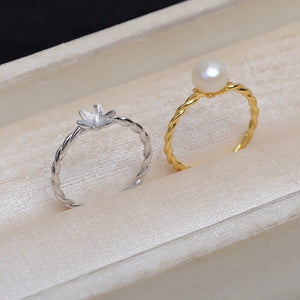 925 Silver Adjustable Finger Ring for 8-10mm Pearls
