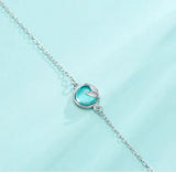 925 Silver Mermaid Charm Bracelet Crystal Bangle