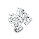 925 Silver Adjustable Hollow Zircon Butterfly Ring