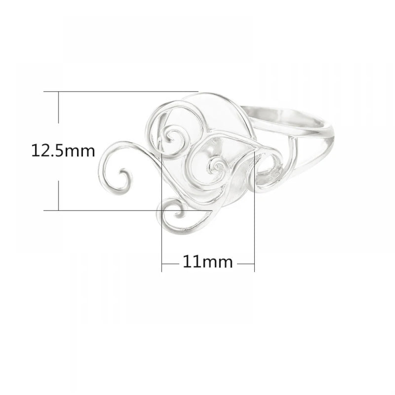 925 Silver Adjustable Ring Base for 11X12.5mm Oval Gemstone Setting