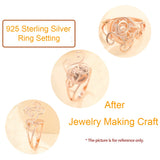 925 Silver Adjustable Ring Base for 11X12.5mm Oval Gemstone Setting