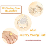 925 Silver Adjustable Ring Base for 11X12.5mm Oval Gemstone Setting