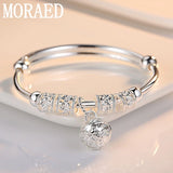 925 Silver Round Ball Charm Bracelet Bangle Women Wedding Jewelry