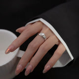 925 Silver Adjustable Pearl Ring Wedding Engagement Party Fine Jewelry
