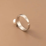 925 Silver Adjustable Pearl Ring Wedding Engagement Party Fine Jewelry