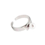 925 Silver Adjustable Pearl Ring Wedding Engagement Party Fine Jewelry