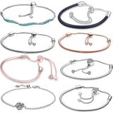 925 Silver Adjustable Snake Chain Bracelet For Charms Women Jewelry