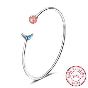 925 Silver Strawberry Mermaid Charm Bracelet - Gift for Women
