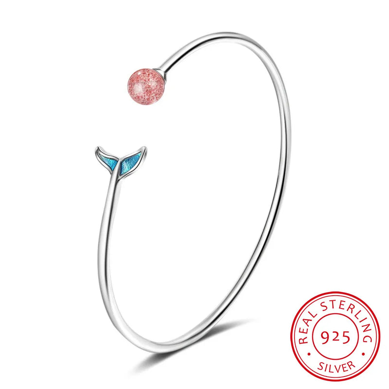 925 Silver Strawberry Mermaid Charm Bracelet - Gift for Women