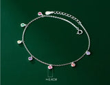 925 Silver Tassel Zircon Bead Anklet Bracelet for Women