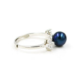 925 Silver Zircon Ring Mounts for Women, Pearl Fitting