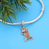 925 Sterling Silver Dog Dangle Charm Beads for Bracelet Necklace