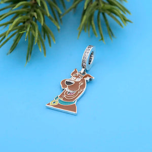 925 Sterling Silver Dog Dangle Charm Beads for Bracelet Necklace