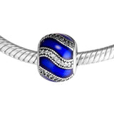 925 Silver Royal-Blue Enamel Charm Bead for DIY Bracelet