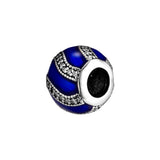 925 Silver Royal-Blue Enamel Charm Bead for DIY Bracelet