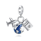 925 Silver Airplane Book Cross Tree Pendant DIY Beads Fit Bracelet Women