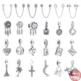 925 Silver Airplane Book Cross Tree Pendant DIY Beads Fit Bracelet Women