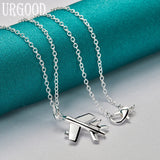 925 Silver Airplane Pendant Necklace 16-30" Chain Women Party Wedding Jewelry