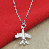 925 Silver Airplane Pendant Necklace 16-30" Chain Women Party Wedding Jewelry