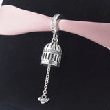 925 Silver Airplane Robot Girl Bird Cage Charms Beads for Bracelet DIY Jewelry