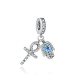 925 Silver All-seeing Eye Dangle Charm Bead Bracelet Pendant