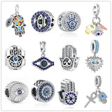 925 Silver All-seeing Eye Dangle Charm Bead Bracelet Pendant