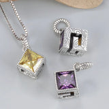 925 Sterling Silver Amethyst Citrine Zircon Beads Charm Charms