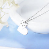 925 Silver Cat Pendant Necklace for Women Party Jewelry