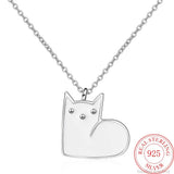 925 Silver Cat Pendant Necklace for Women Party Jewelry