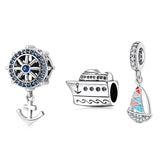 925 Sterling Silver Anchor Telescope Charm Beads for Bracelet
