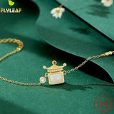 925 Silver Ancient Architecture Jade Charm Bracelet 18k Plating