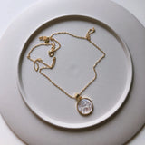 925 Silver Angel Baby Pendant Mother of Pearl Abalone Shell Necklace