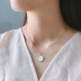 925 Silver Angel Baby Pendant Mother of Pearl Abalone Shell Necklace