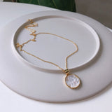 925 Silver Angel Baby Pendant Mother of Pearl Abalone Shell Necklace